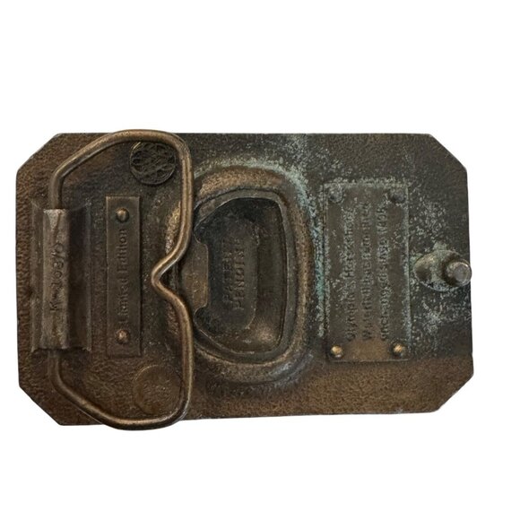 Vintage Olympia Beer Brass Belt Buckle Rectangular Design Embossed Detail Collec - Picture 7 of 11